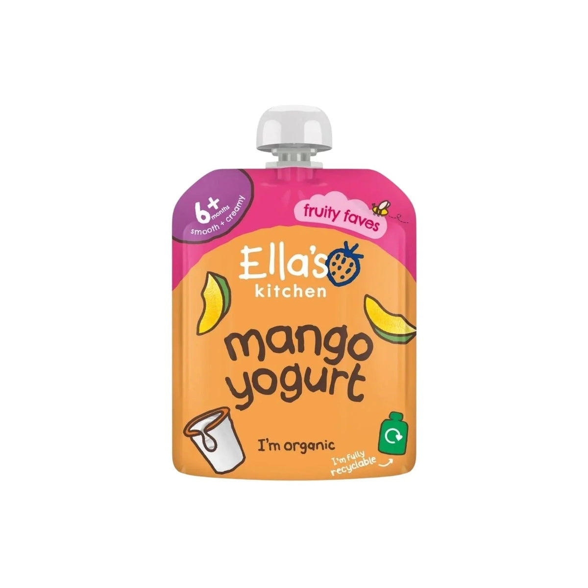 Ella's Kitchen Organic Mango Greek Style Yoghurt Baby Food Pouch 6+ months 90g | Luxury Home Accessories | Heulog Glow