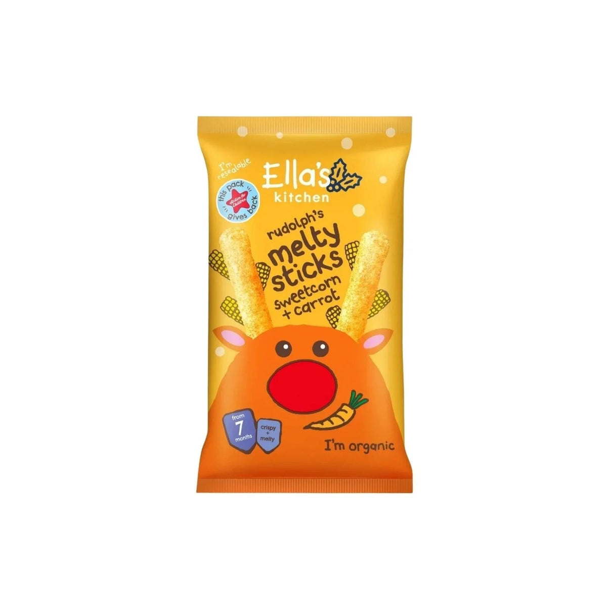 Ella's Kitchen Organic Sweetcorn & Carrot Melty Sticks Baby Snack 7+ months 16g | Luxury Home Accessories | Heulog Glow
