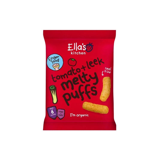 Ella's Kitchen Organic Tomato & Leek Melty Puffs Baby Snack 6+ months 20g | Luxury Home Accessories | Heulog Glow