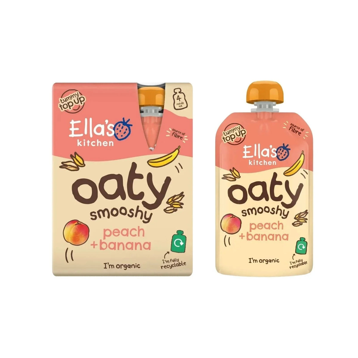 Ella's Kitchen Peach & Banana Oaty Smooshy 12+ months 360g (4x90g) | Luxury Home Accessories | Heulog Glow