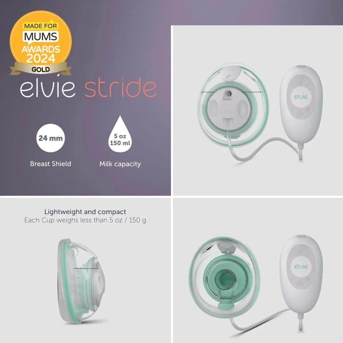Elvie Stride Hands Free Single Electric Breast Pump | Luxury Home Accessories | Heulog Glow