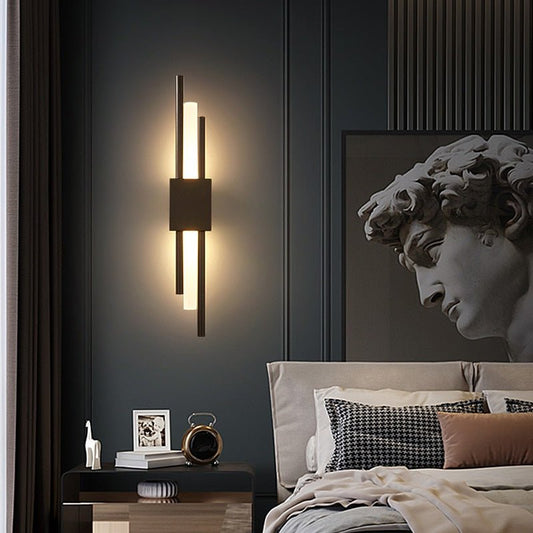Emporium LED Wall Lamp Black Gold Warm Light Hard Wired Modern | Luxury Home Accessories | Heulog Glow