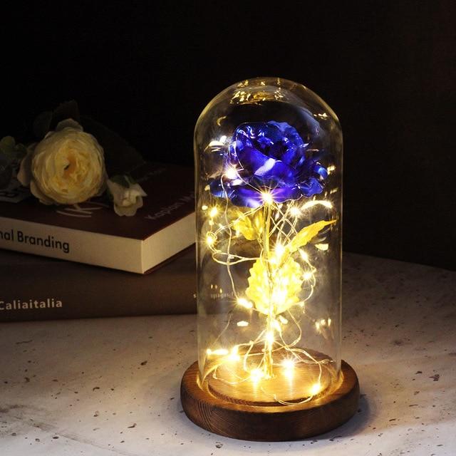Enchanted Forever Rose Flower in Glass LED Light Christmas Decoration | Luxury Home Accessories | Heulog Glow