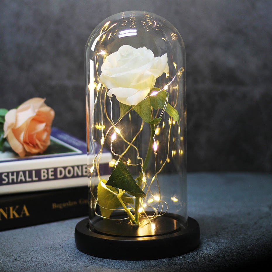 Enchanted Forever Rose Flower in Glass LED Light Christmas Decoration | Luxury Home Accessories | Heulog Glow