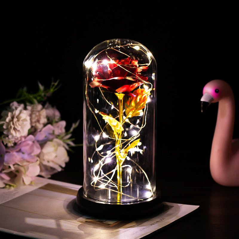 Enchanted Forever Rose Flower in Glass LED Light Christmas Decoration | Luxury Home Accessories | Heulog Glow