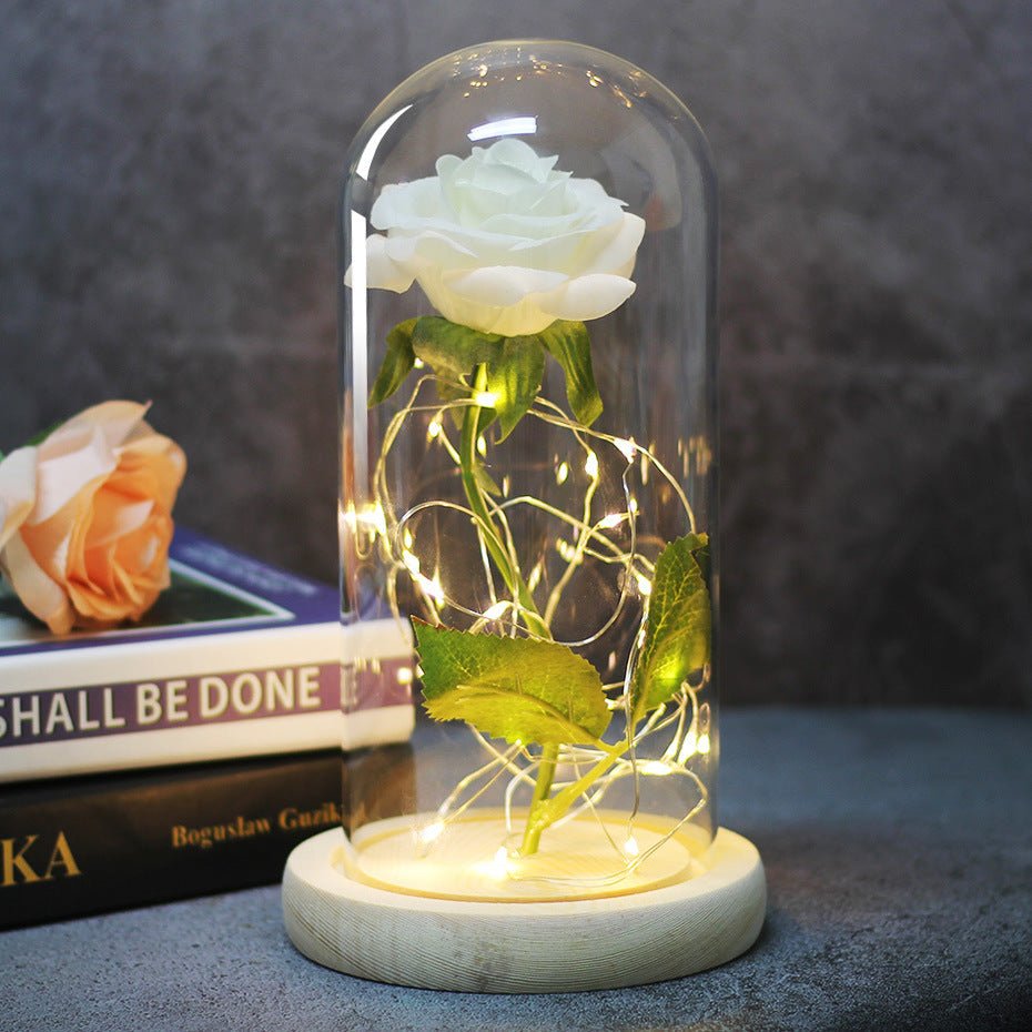 Enchanted Forever Rose Flower in Glass LED Light Christmas Decoration | Luxury Home Accessories | Heulog Glow