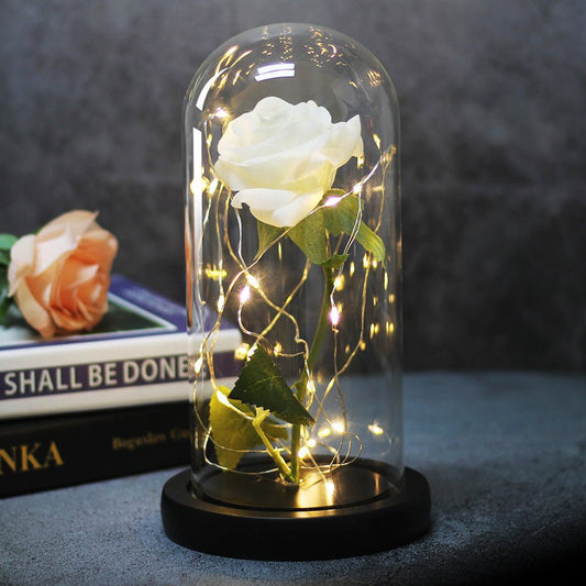 Enchanted Forever Rose Flower in Glass LED Light Christmas Decoration | Luxury Home Accessories | Heulog Glow