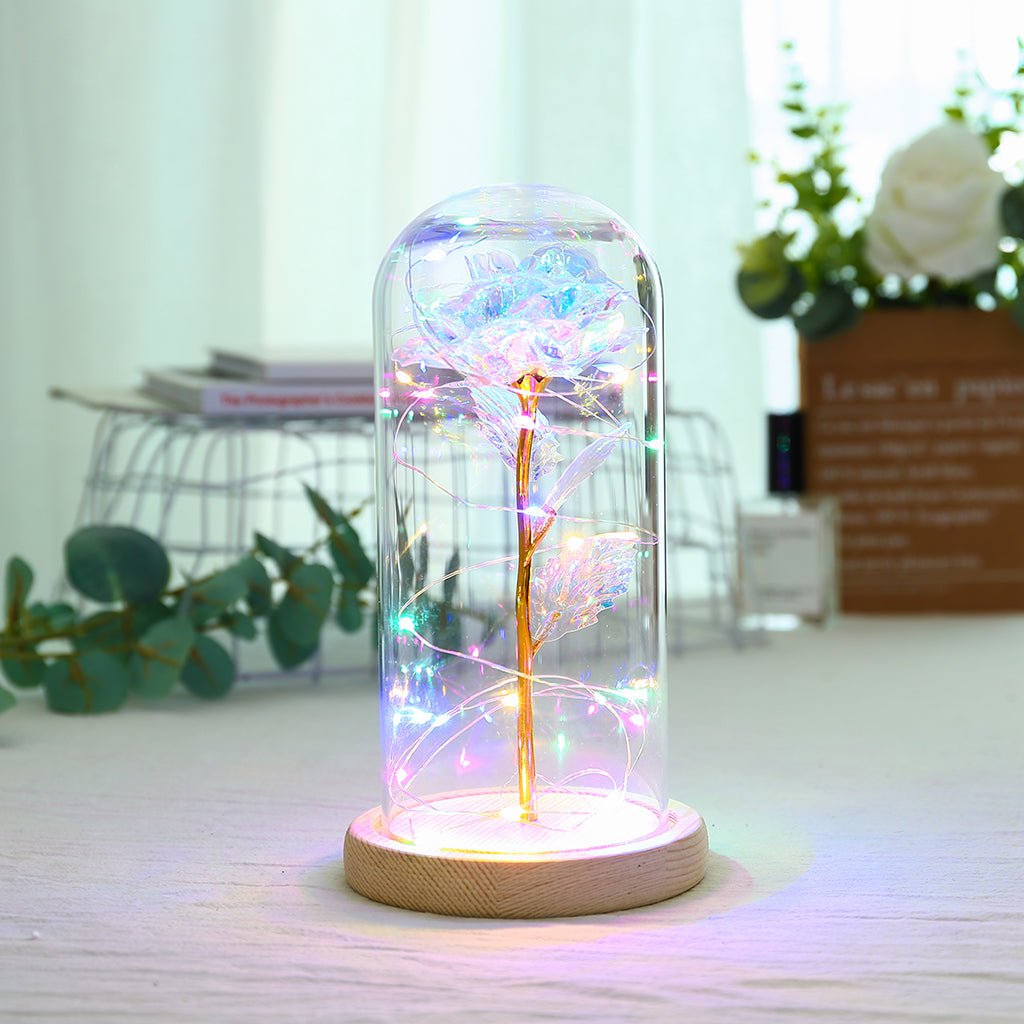 Enchanted Forever Rose Flower in Glass LED Light Christmas Decoration | Luxury Home Accessories | Heulog Glow