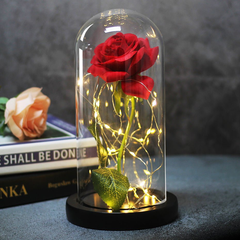 Enchanted Forever Rose Flower in Glass LED Light Christmas Decoration | Luxury Home Accessories | Heulog Glow