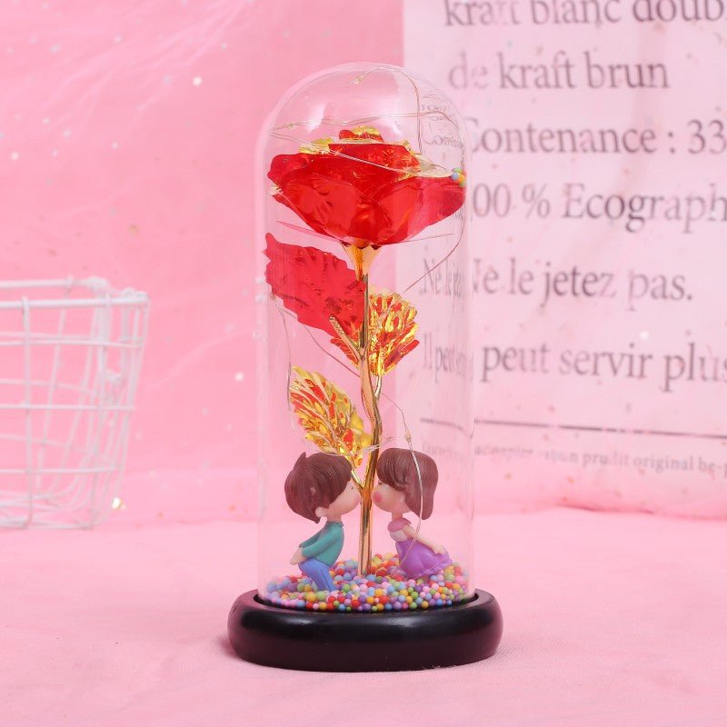 Enchanted Forever Rose Flower in Glass LED Light Christmas Decoration | Luxury Home Accessories | Heulog Glow