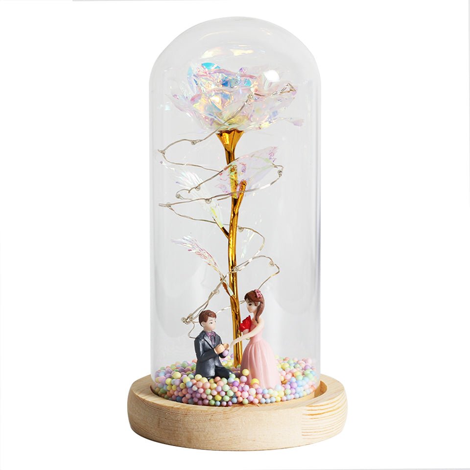 Enchanted Forever Rose Flower in Glass LED Light Christmas Decoration | Luxury Home Accessories | Heulog Glow