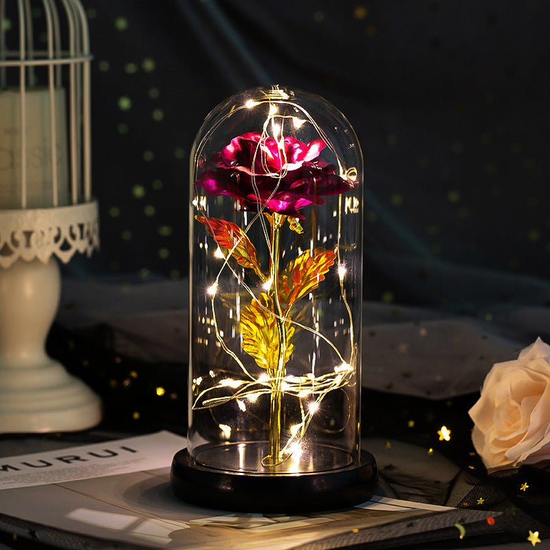 Enchanted Forever Rose Flower in Glass LED Light Christmas Decoration | Luxury Home Accessories | Heulog Glow