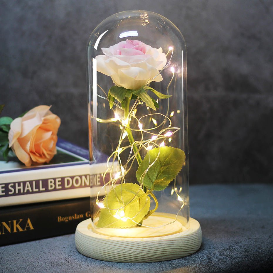 Enchanted Forever Rose Flower in Glass LED Light Christmas Decoration | Luxury Home Accessories | Heulog Glow