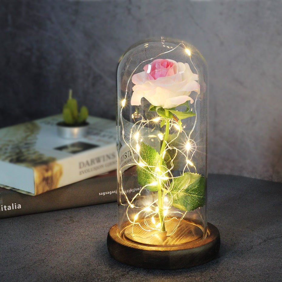 Enchanted Forever Rose Flower in Glass LED Light Christmas Decoration | Luxury Home Accessories | Heulog Glow