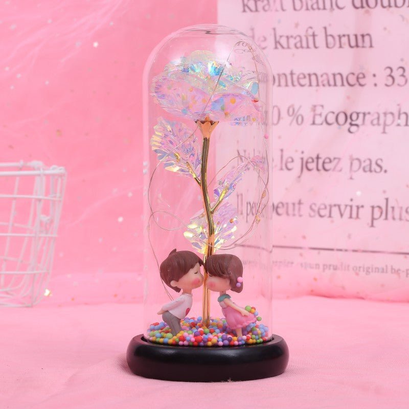 Enchanted Forever Rose Flower in Glass LED Light Christmas Decoration | Luxury Home Accessories | Heulog Glow