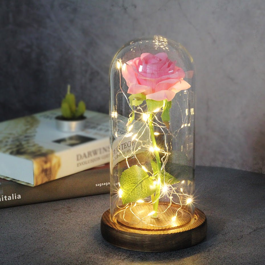 Enchanted Forever Rose Flower in Glass LED Light Christmas Decoration | Luxury Home Accessories | Heulog Glow