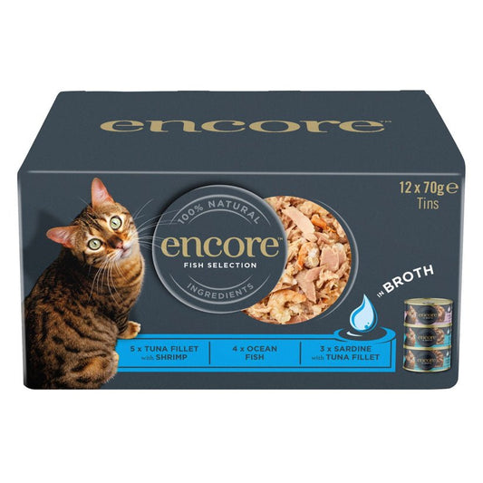 Encore Adult Wet Cat Food Fish Selection in Broth 12x70g | Luxury Home Accessories | Heulog Glow