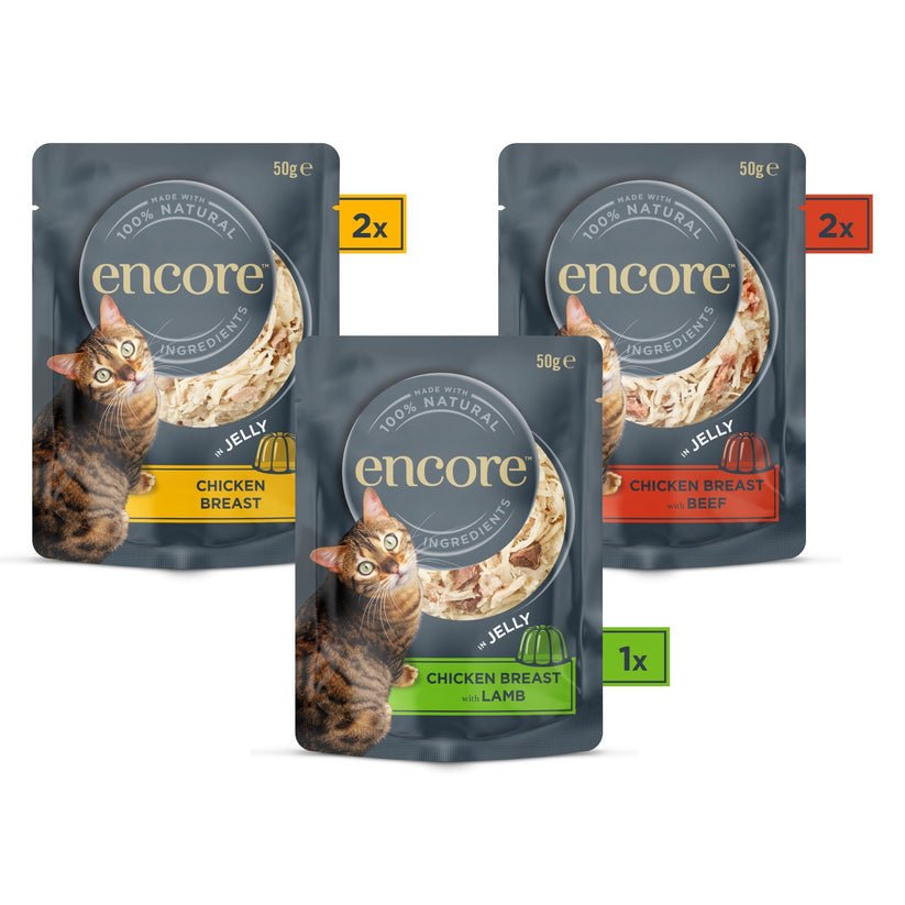 Encore Cat Pouch Chicken in Jelly - 5 x 50g | Luxury Home Accessories | Heulog Glow