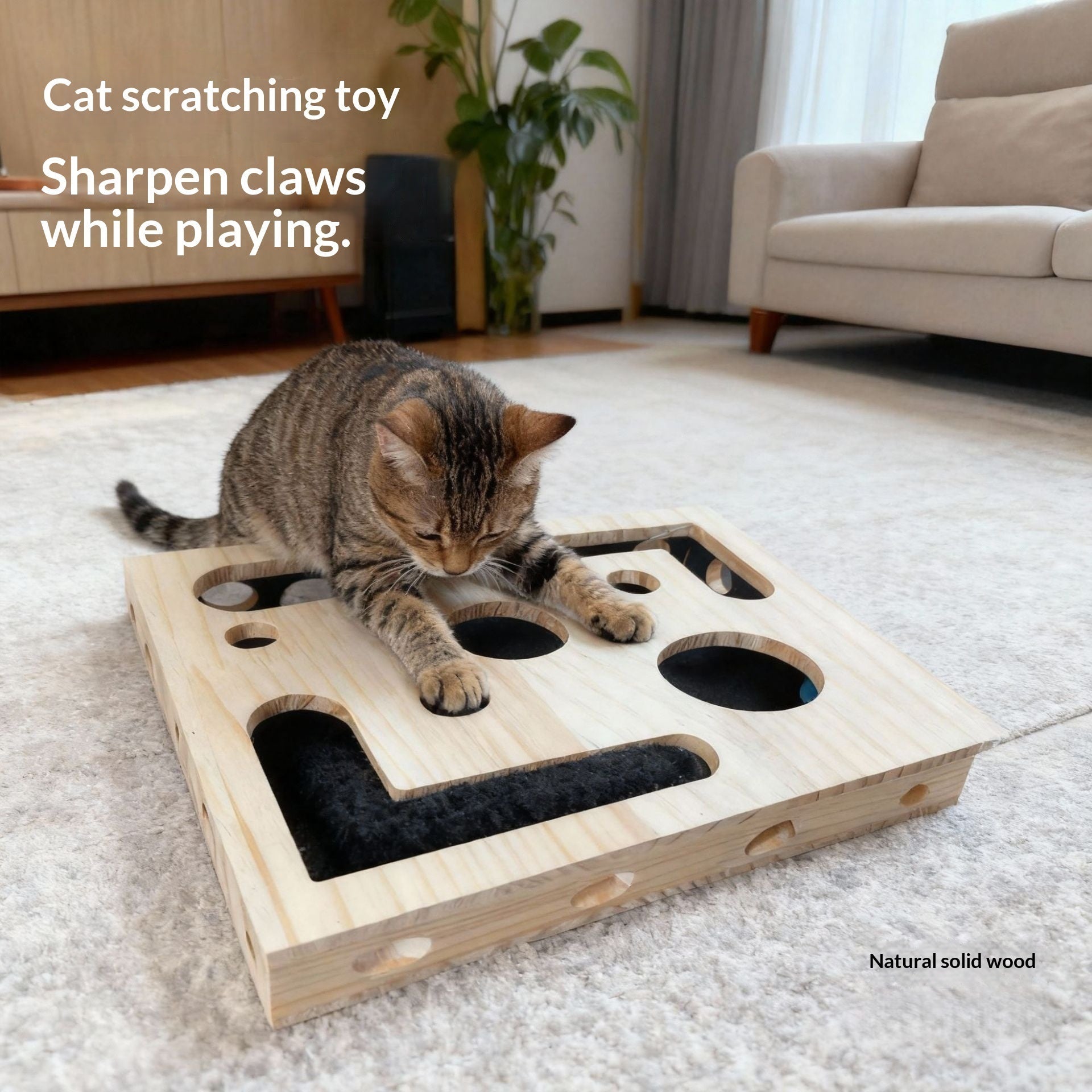 Entertainment And Scratching Combo Tautaus Solid Wood Maze | Luxury Home Accessories | Heulog Glow