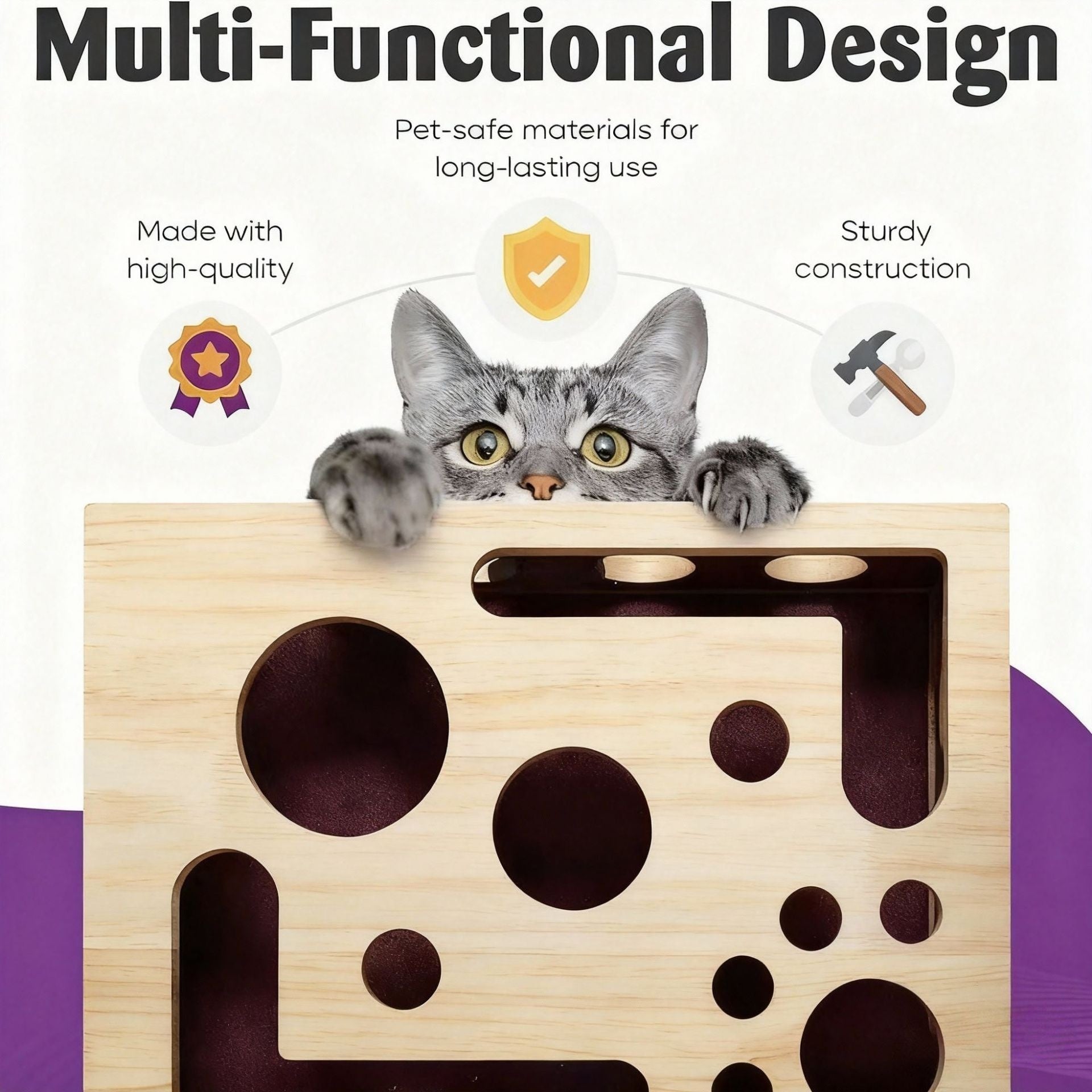 Entertainment And Scratching Combo Tautaus Solid Wood Maze | Luxury Home Accessories | Heulog Glow