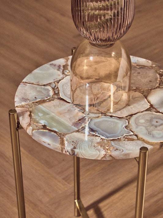 Esma Small Amber and Brown Glass Vase | Luxury Home Accessories | Heulog Glow