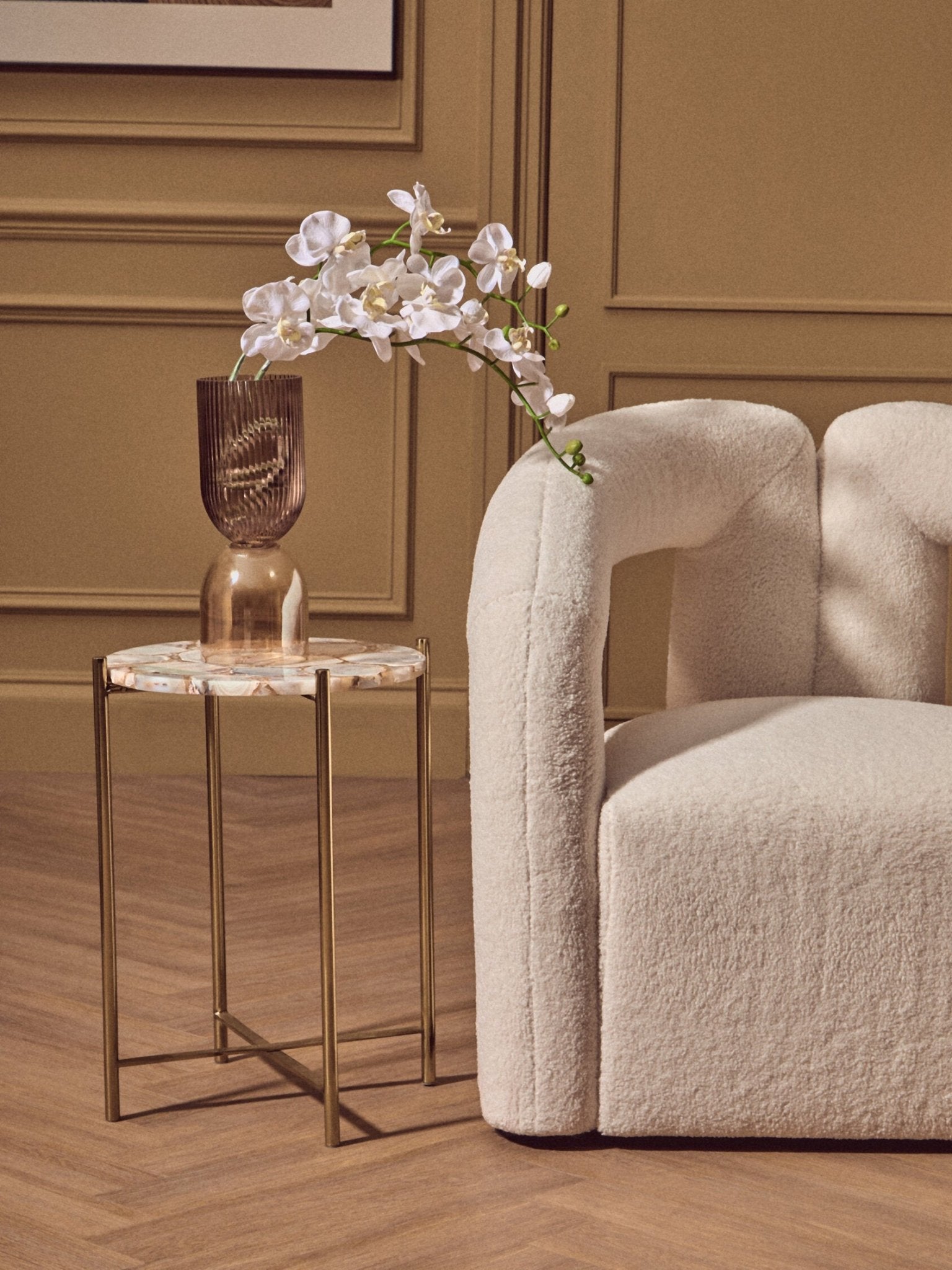 Esma Small Amber and Brown Glass Vase | Luxury Home Accessories | Heulog Glow