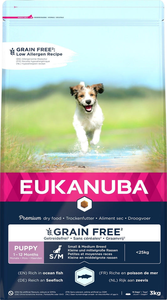 Eukanuba Grain Free - Ocean Fish - Puppy Small/Medium 3kg | Luxury Home Accessories | Heulog Glow