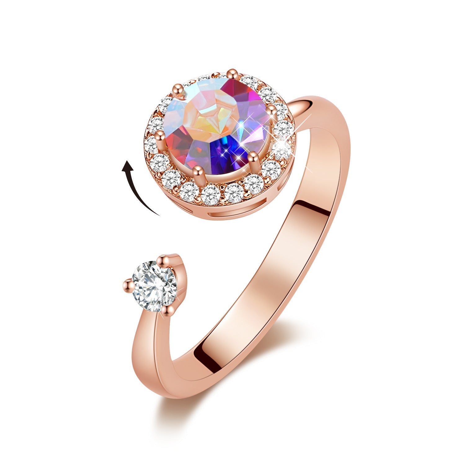 Europe and the United States new personality rotating ring female crystal ring | Luxury Home Accessories | Heulog Glow