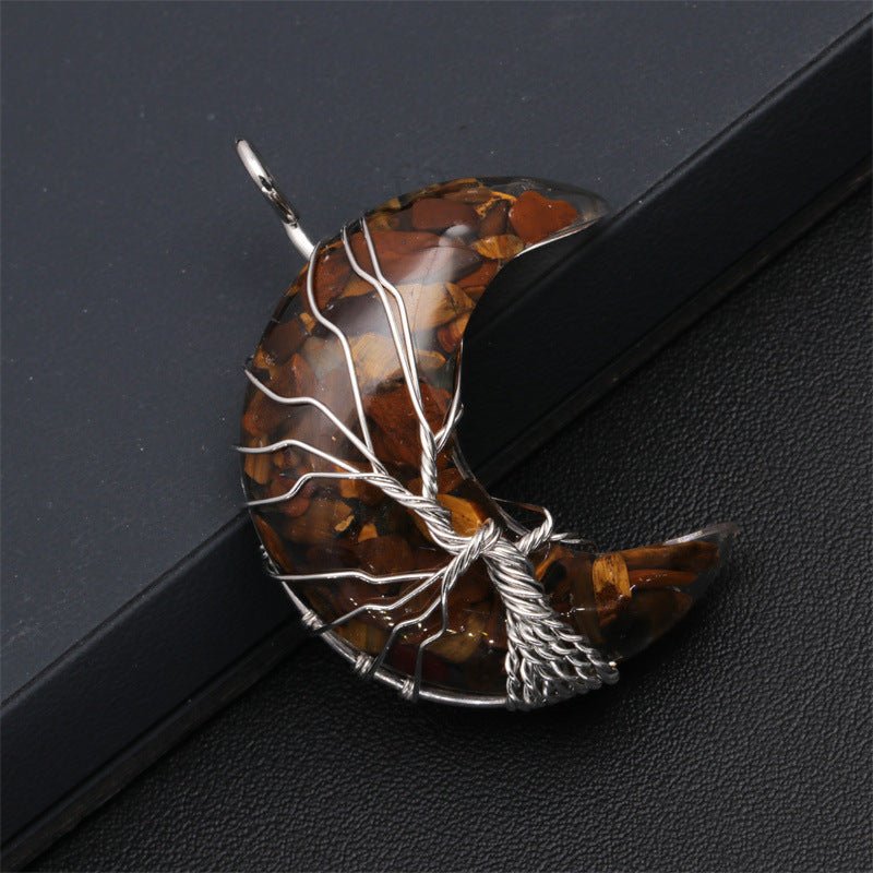 European And American Natural Crushed Stone Amethyst Tiger's Eye Moon Pendant | Luxury Home Accessories | Heulog Glow