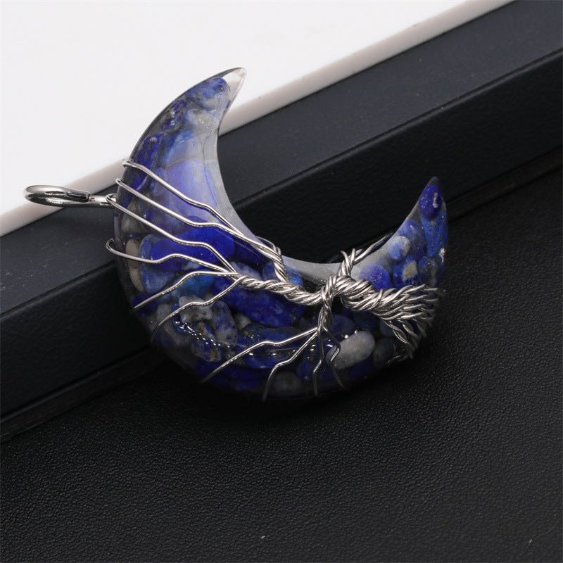 European And American Natural Crushed Stone Amethyst Tiger's Eye Moon Pendant | Luxury Home Accessories | Heulog Glow