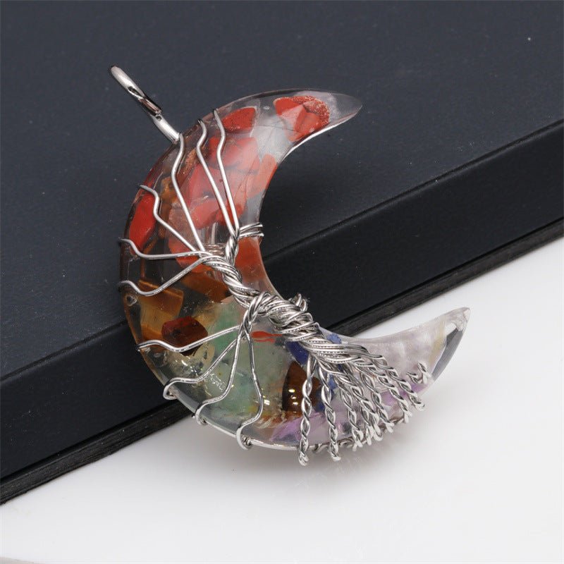 European And American Natural Crushed Stone Amethyst Tiger's Eye Moon Pendant | Luxury Home Accessories | Heulog Glow