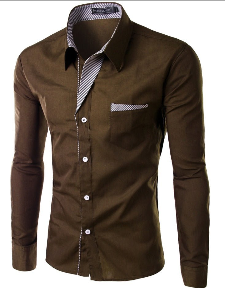 European And American Simple Men's Long Sleeve Shirt | Luxury Home Accessories | Heulog Glow