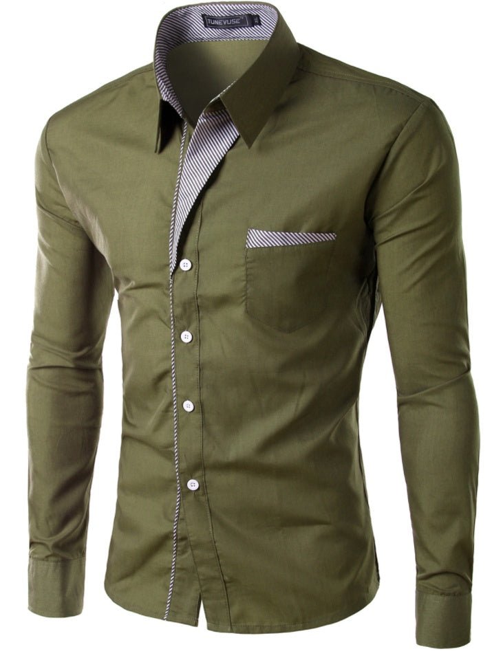 European And American Simple Men's Long Sleeve Shirt | Luxury Home Accessories | Heulog Glow
