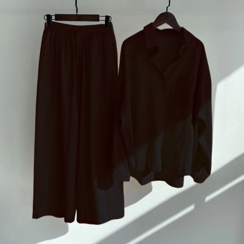 European And American-style Lapel Solid-color Cotton-linen Top Loose-fitting | Luxury Home Accessories | Heulog Glow