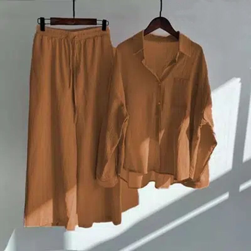 European And American-style Lapel Solid-color Cotton-linen Top Loose-fitting | Luxury Home Accessories | Heulog Glow