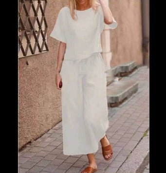 European And American Women's Linen Casual Loose Solid Color Suit Two-piece Women | Luxury Home Accessories | Heulog Glow
