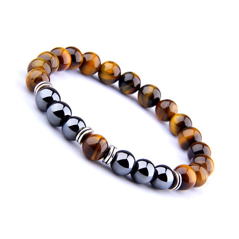 Explosion Style Yellow Tiger Eye Bracelet Fashion Simple Obsidian Alloy Separator Elastic Bracelet | Luxury Home Accessories | Heulog Glow