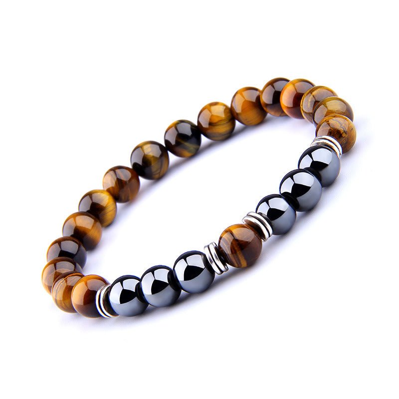 Explosion Style Yellow Tiger Eye Bracelet Fashion Simple Obsidian Alloy Separator Elastic Bracelet | Luxury Home Accessories | Heulog Glow