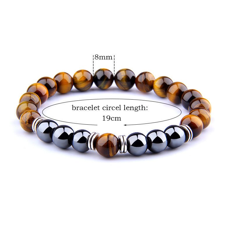 Explosion Style Yellow Tiger Eye Bracelet Fashion Simple Obsidian Alloy Separator Elastic Bracelet | Luxury Home Accessories | Heulog Glow