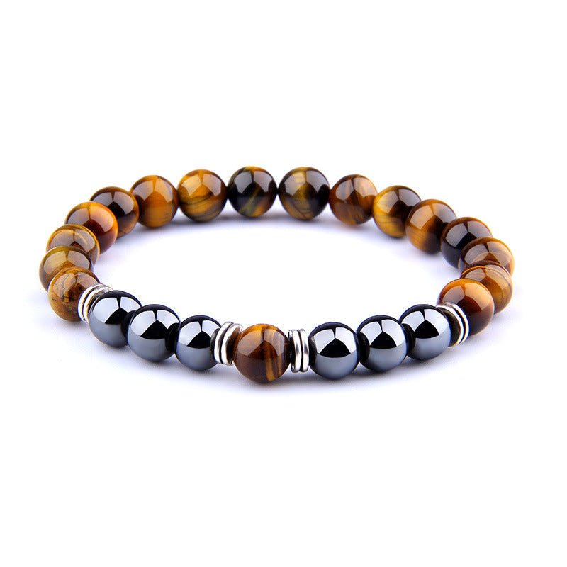 Explosion Style Yellow Tiger Eye Bracelet Fashion Simple Obsidian Alloy Separator Elastic Bracelet | Luxury Home Accessories | Heulog Glow