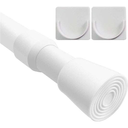 Tension Curtain Rod Extendable 103-190cm With Holders Wardrobe Bathroom