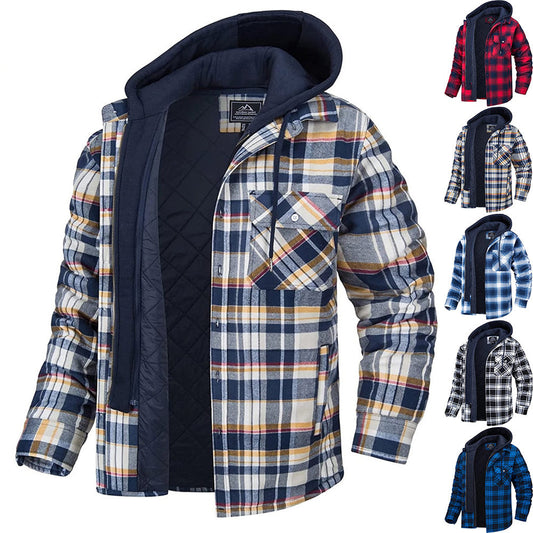 The Winter Layer – Men’s Plaid Hooded Padded Coat
