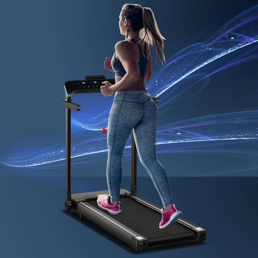 HOMCOM Folding Treadmill, 1.85HP Installation-Free Walking Jogging Running Machine, 12KM/H with 12 Pre-Programs and LED Display for Home Gym Office