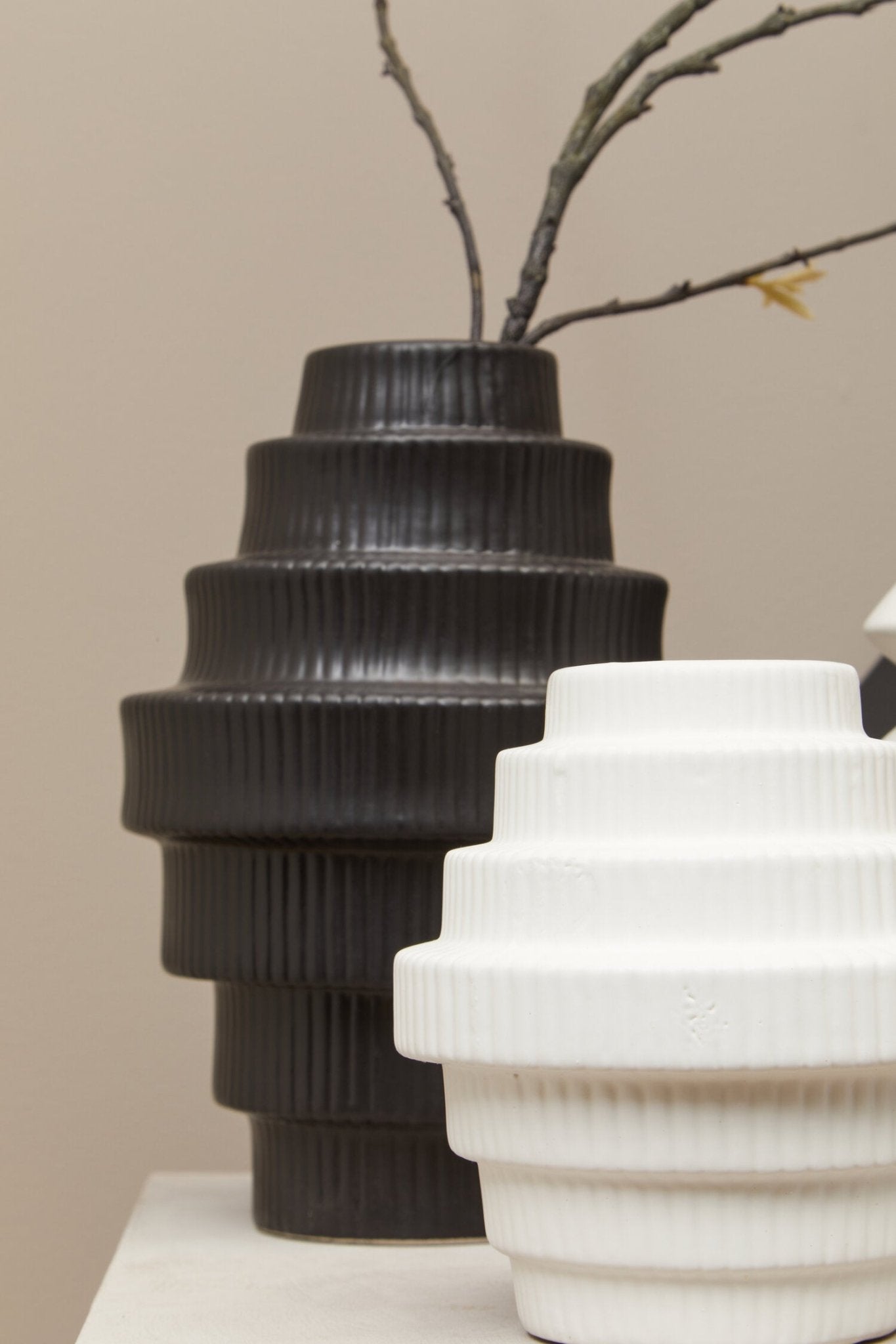 Fabia Black Large Step Design Vase | Luxury Home Accessories | Heulog Glow