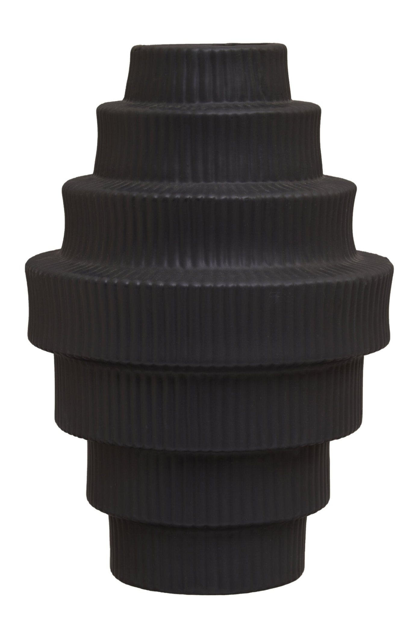 Fabia Black Large Step Design Vase | Luxury Home Accessories | Heulog Glow
