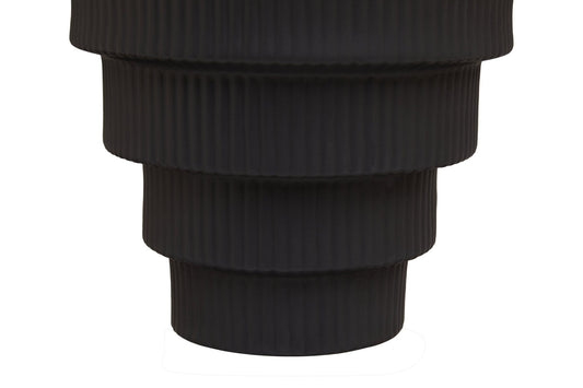 Fabia Black Large Step Design Vase | Luxury Home Accessories | Heulog Glow