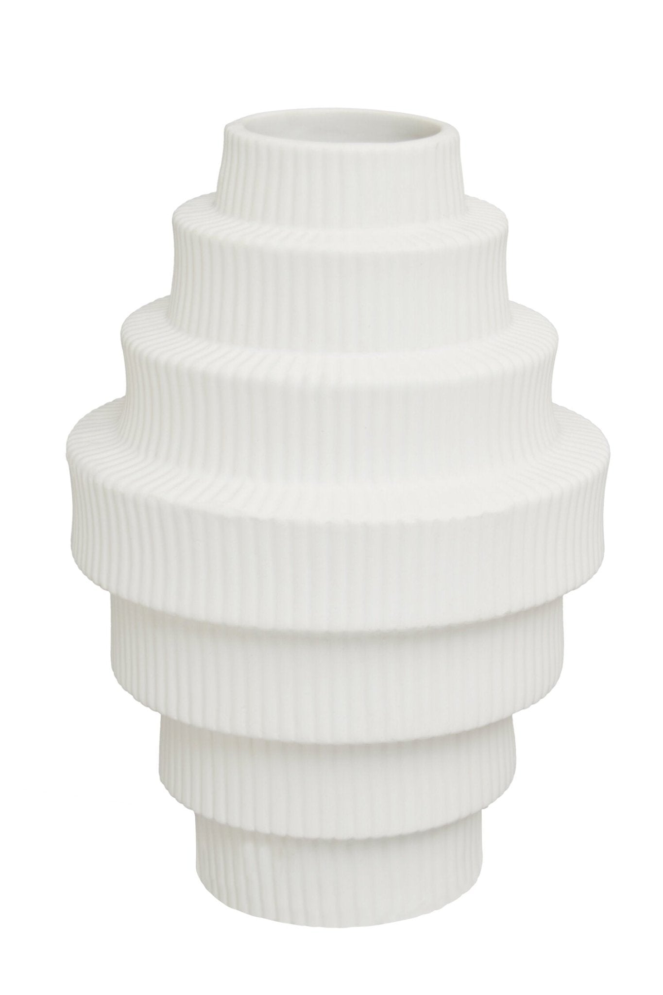Fabia White Large Step Design Vase | Luxury Home Accessories | Heulog Glow