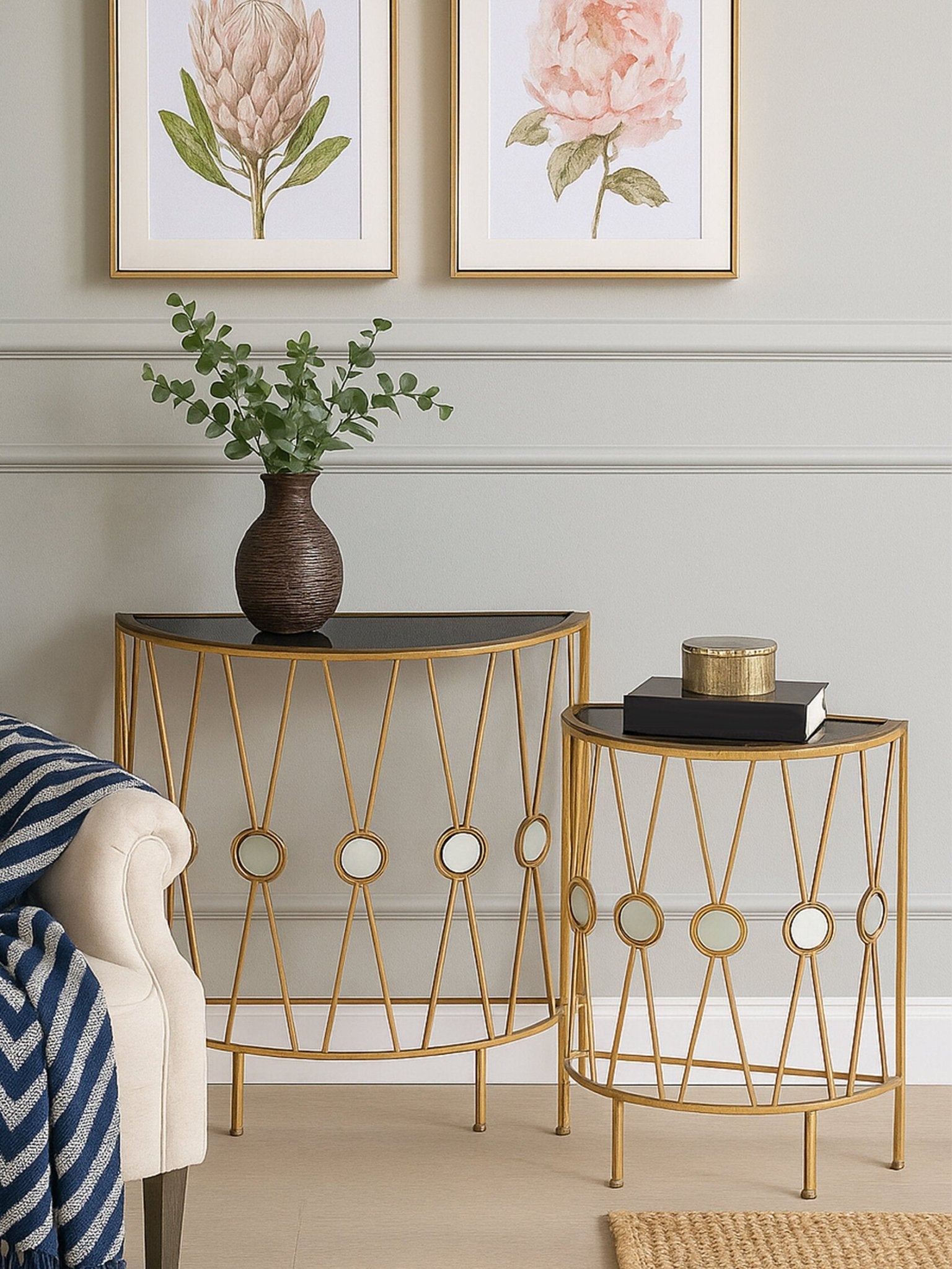 Faiza Set Of 2 Cross Design Console Tables | Luxury Home Accessories | Heulog Glow