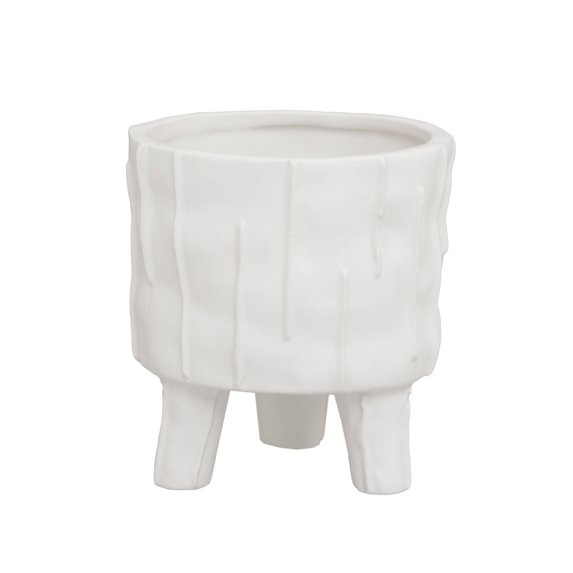 Fara Small White Textured Ceramic Planter | Luxury Home Accessories | Heulog Glow