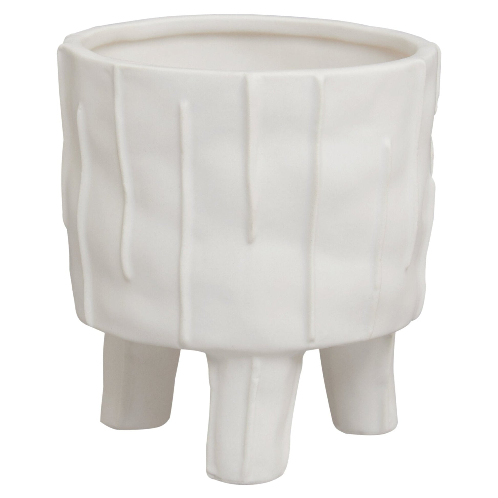 Fara Small White Textured Ceramic Planter | Luxury Home Accessories | Heulog Glow